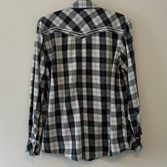 Ariat retrofit 100% cotton  western plaid snap button down long sleeve men's M - Picture 3 of 7